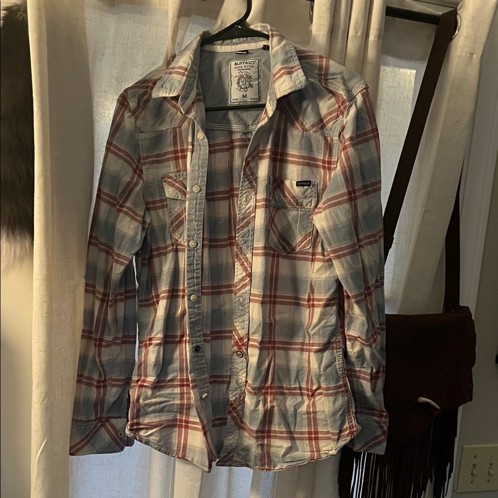 Buffalo David Bitton Red and Blue Plaid Button Down Shirt